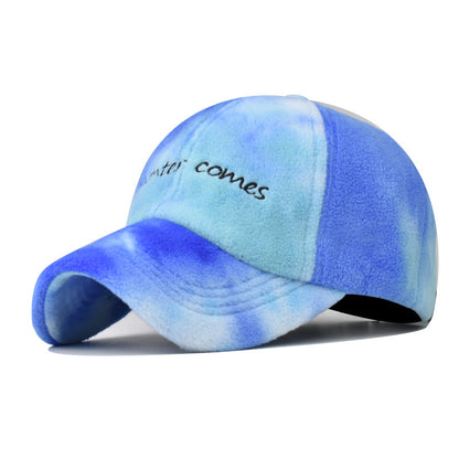 Casual Lamb Wool Baseball Cap New Small Letter Design Outdoor Warm Duckbill Hat for Men & Women-1913