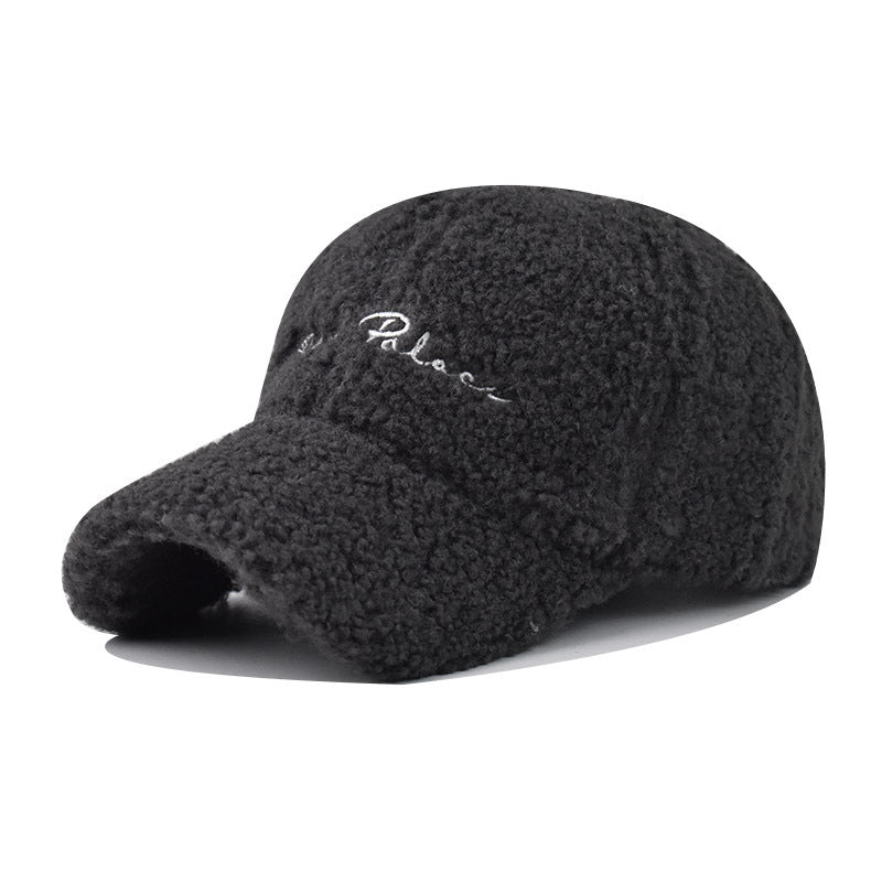 New Fleece Baseball Cap Small Letter Embroidery Warm Outdoor Dad Hat-1722