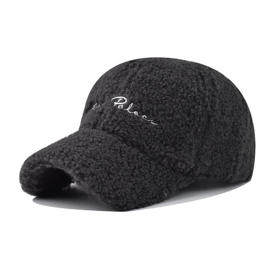 New Fleece Baseball Cap Small Letter Embroidery Warm Outdoor Dad Hat-1722