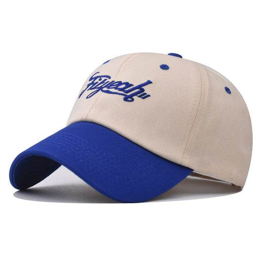 New Cotton Baseball Cap with Small Letter Colorblock Embroidery Trendy Duckbill Hat for Men & Women-2231