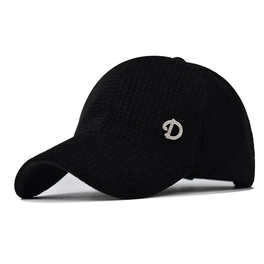 New Corduroy Baseball Cap Solid Color Plaid Winter Warm Dad Hat-1720