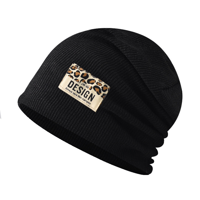 Leopard Print Knitted Beanie Slouchy Hat for Women & Men-AA1674