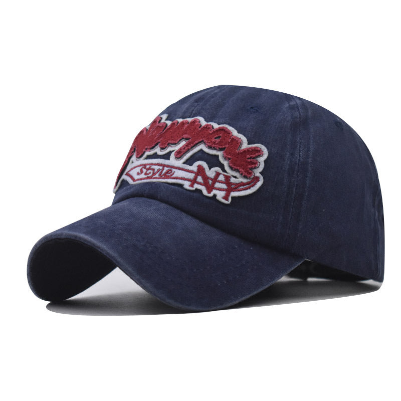 Classic Washed Cotton Baseball Hat NY Embroidery Vintage Outdoor Duckbill Cap for Men & Women-2021