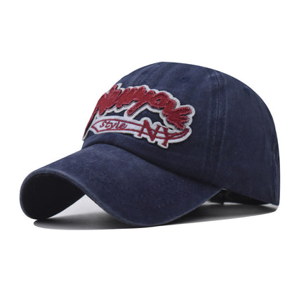 Classic Washed Cotton Baseball Hat NY Embroidery Vintage Outdoor Duckbill Cap for Men & Women-2021