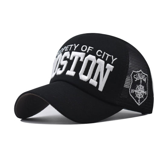 New Cotton Baseball Cap with Boston Embroidery Vintage Washed Outdoor Sun Hat for Men & Women-2054