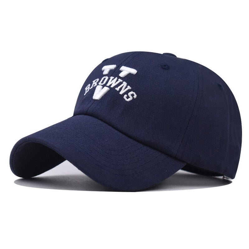 V Letter Embroidery Baseball Cap Cotton Casual Hat for Men and Women-2234