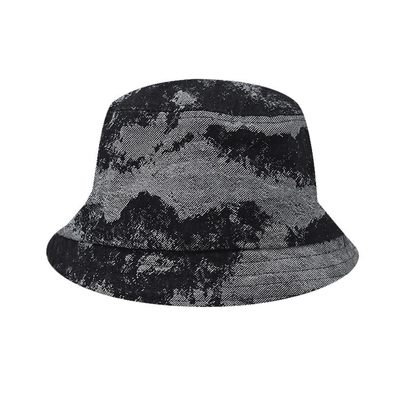Classic Summer Square Jacquard Denim Fisherman Bucket Hat Sunshade Basin Hat for Men & Women-1790