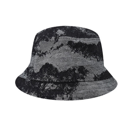 Classic Summer Square Jacquard Denim Fisherman Bucket Hat Sunshade Basin Hat for Men & Women-1790