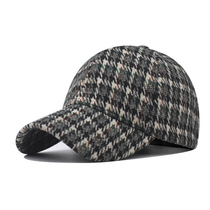 New Thickened Plaid Baseball Cap Houndstooth Pattern Fashion Duckbill Hat for Men & Women-2038