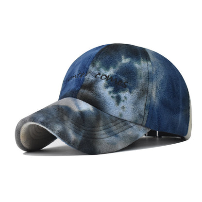 Casual Lamb Wool Baseball Cap New Small Letter Design Outdoor Warm Duckbill Hat for Men & Women-1913