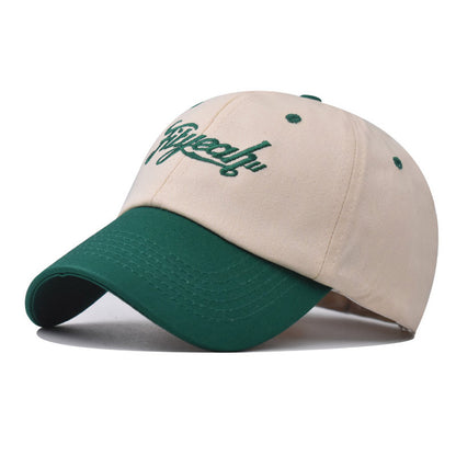 New Cotton Baseball Cap with Small Letter Colorblock Embroidery Trendy Duckbill Hat for Men & Women-2231