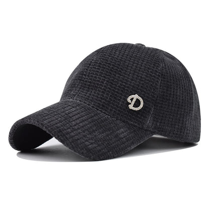 New Corduroy Baseball Cap Solid Color Plaid Winter Warm Dad Hat-1720