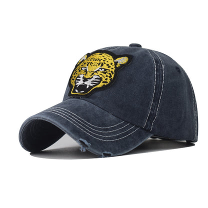 New Outdoor Fashion Plaid Baseball Cap Leopard Embroidery Duckbill Hat for Men & Women-1967