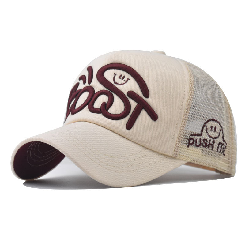 New Cotton Baseball Cap with BOST Embroidery Vintage Washed Outdoor Sun Hat for Men & Women-2053