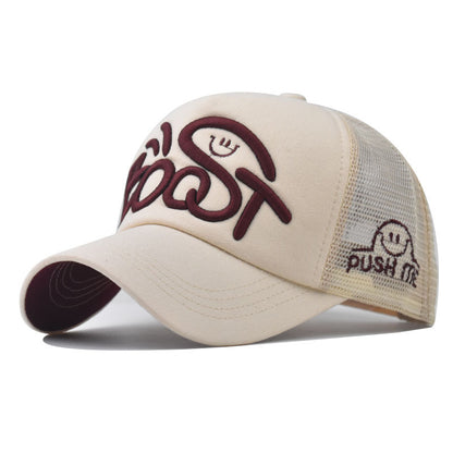 New Cotton Baseball Cap with BOST Embroidery Vintage Washed Outdoor Sun Hat for Men & Women-2053