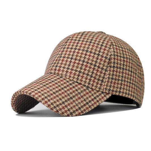 Plaid Houndstooth Baseball Hat New Thickened Fashion Duckbill Cap for Men & Women-1911