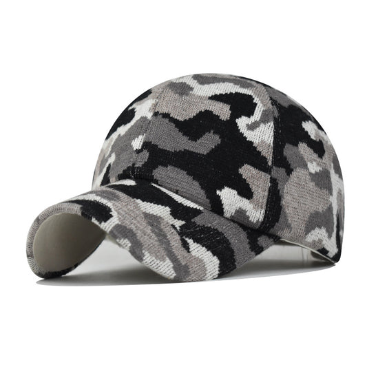 Women’s Ponytail Baseball Cap Thick Warm Distressed Camo Hat-1564