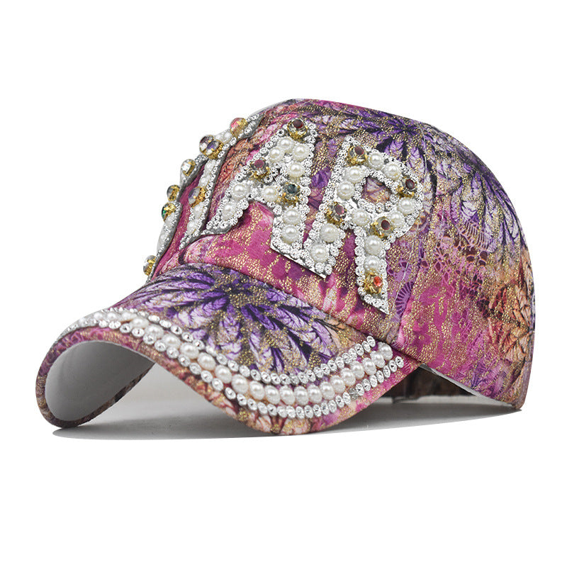 New Colorful Star Print Rhinestone Baseball Cap Trendy Duckbill Hat for Men & Women-1275