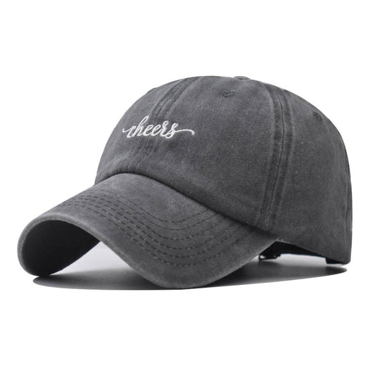 New Cotton Baseball Cap with CHEESSS Letter Embroidery Vintage Washed Classic Cheese Duckbill Hat for Men & Women-2097