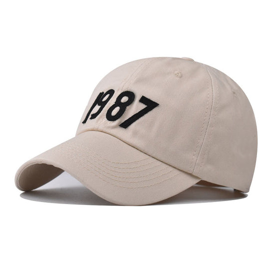 New Cotton Baseball Cap with 1987 Small Letter Embroidery Stylish Duckbill Hat for Men & Women-2286