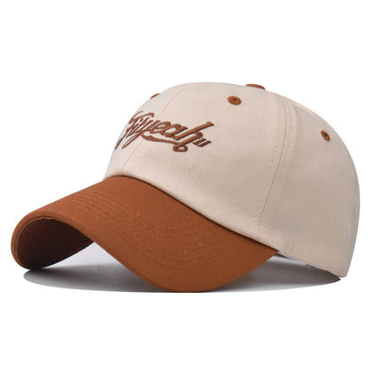 New Cotton Baseball Cap with Small Letter Colorblock Embroidery Trendy Duckbill Hat for Men & Women-2231