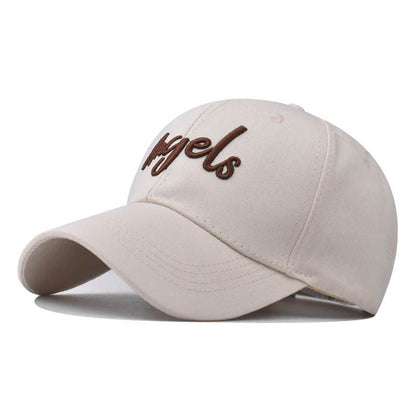 New Cotton Baseball Cap with Angels Letter Embroidery Outdoor Stylish Duckbill Hat for Men & Women-2258