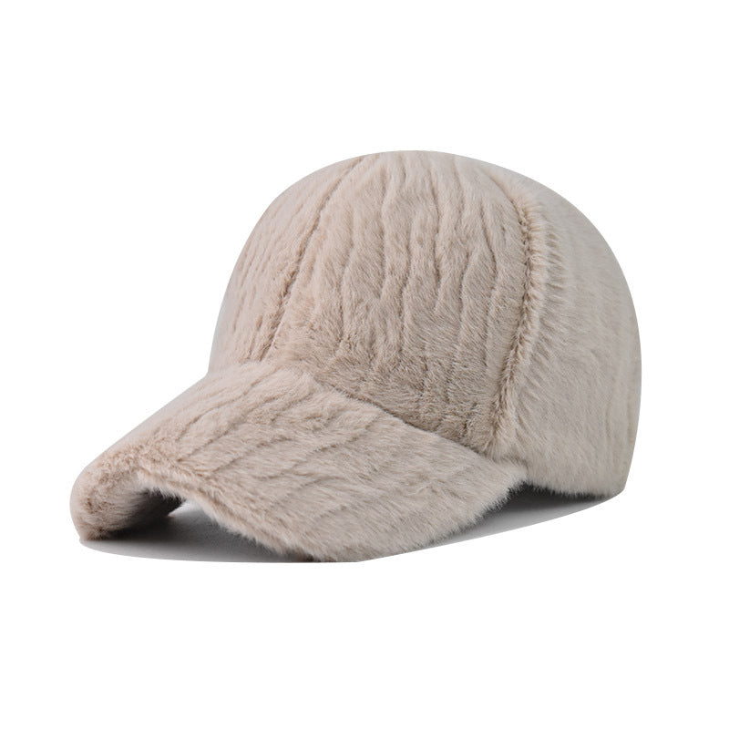 New Solid Color Shearling Baseball Cap Outdoor Sunshade Hat-1724