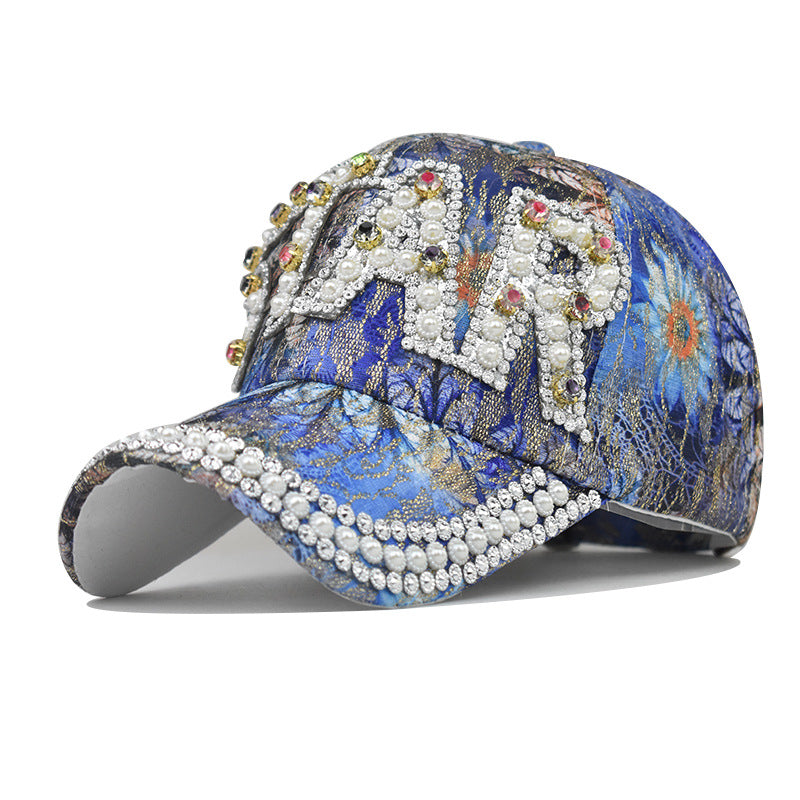 New Colorful Star Print Rhinestone Baseball Cap Trendy Duckbill Hat for Men & Women-1275