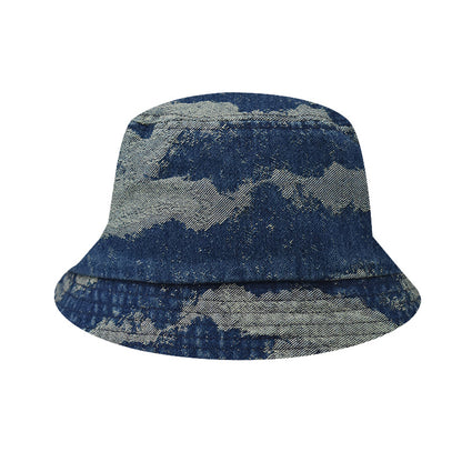 Classic Summer Square Jacquard Denim Fisherman Bucket Hat Sunshade Basin Hat for Men & Women-1790