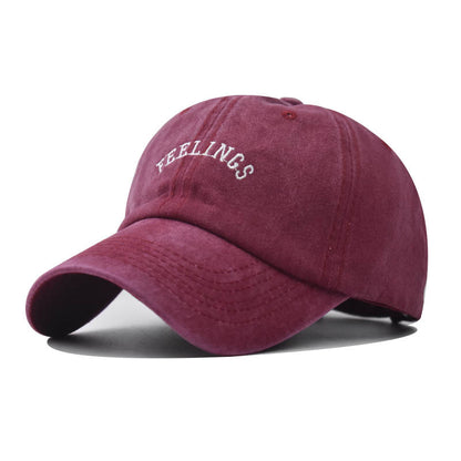 New Cotton Baseball Cap Small Letter Embroidery Washed Distressed Classic Hat-2095