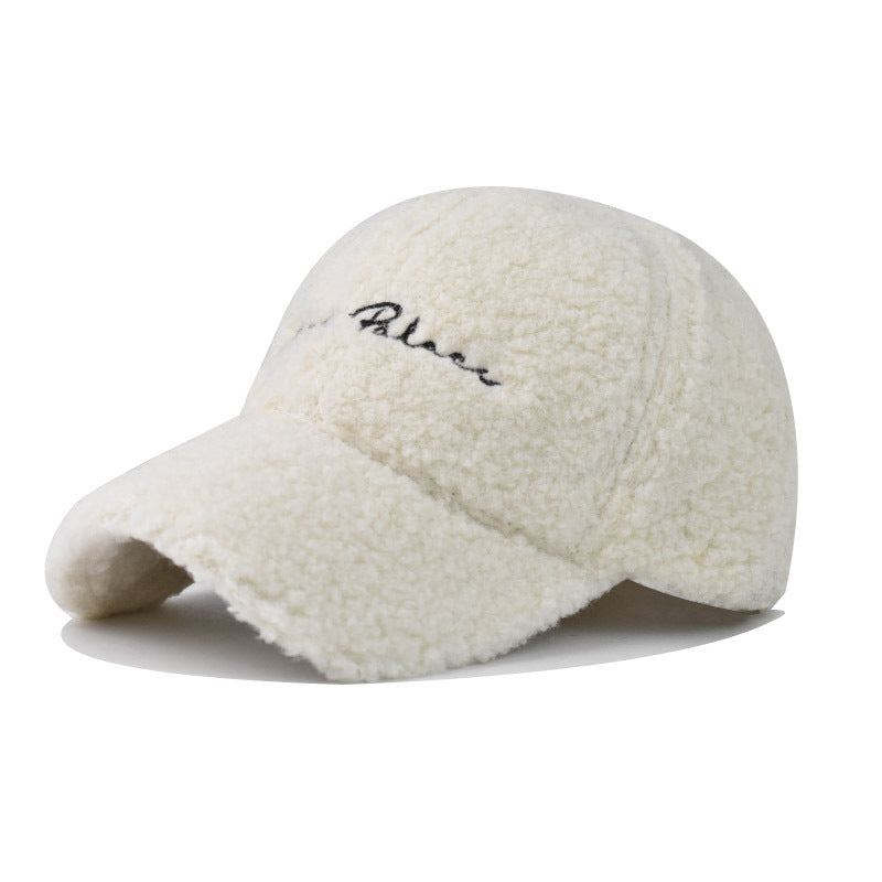 New Fleece Baseball Cap Small Letter Embroidery Warm Outdoor Dad Hat-1722