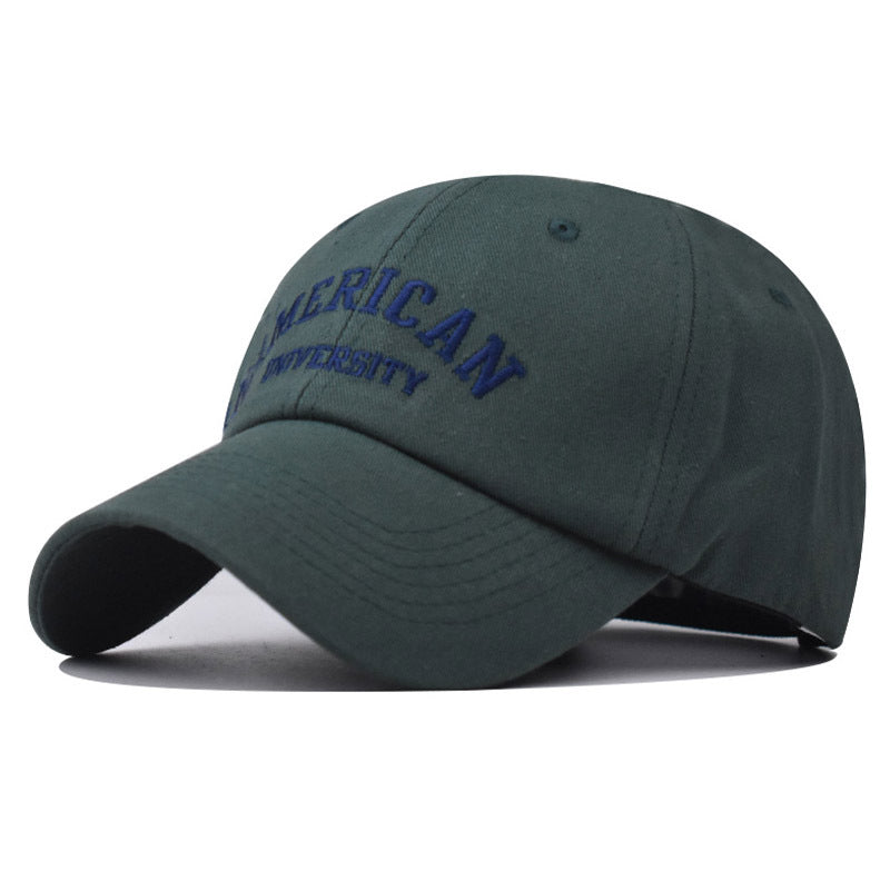 New Cotton Baseball Cap with America Small Letter Embroidery Trendy Duckbill Hat for Men & Women-2232