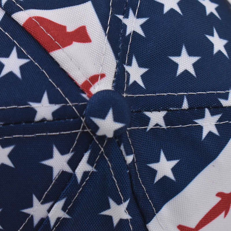 New Embroidered American Flag Baseball Cap Classic Fish Print Duckbill Hat for Men & Women-2200