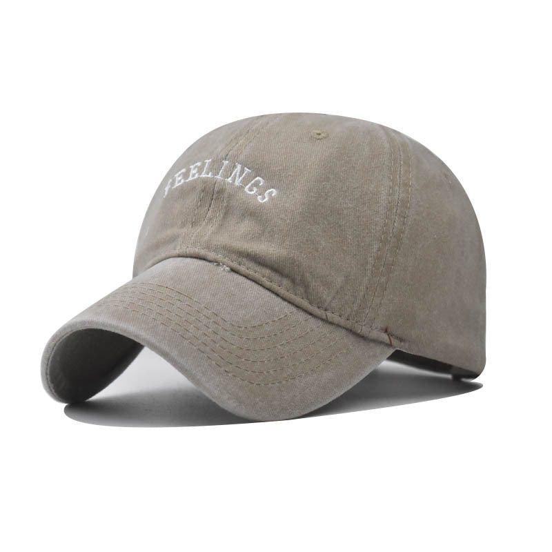 New Cotton Baseball Cap Small Letter Embroidery Washed Distressed Classic Hat-2095