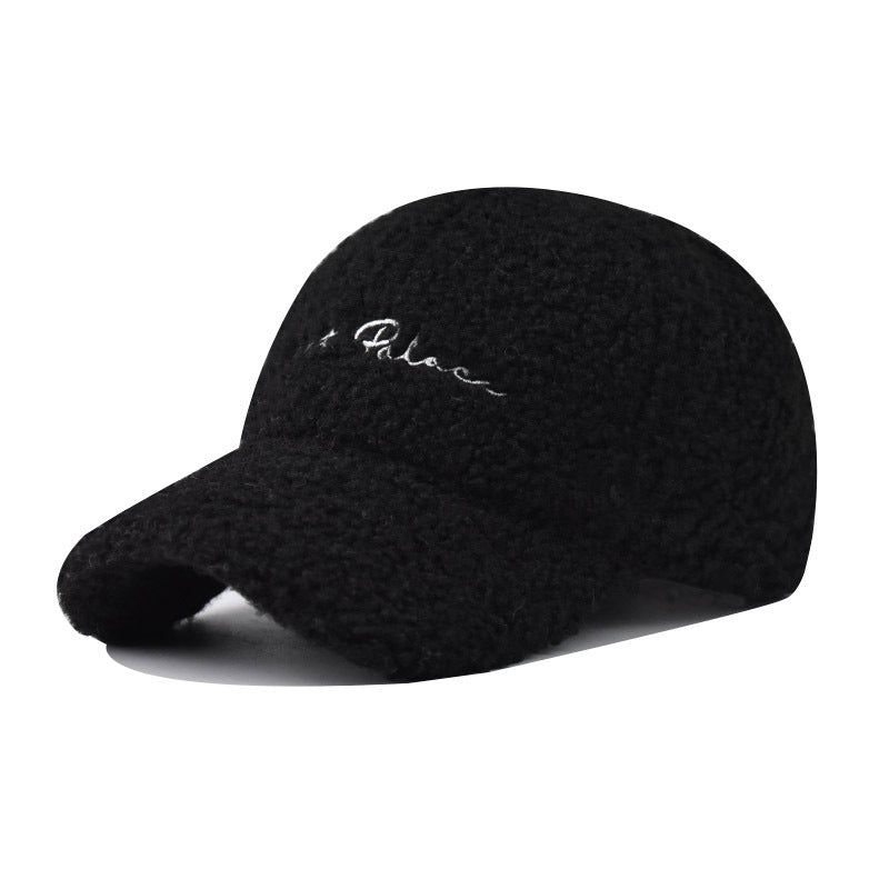 New Fleece Baseball Cap Small Letter Embroidery Warm Outdoor Dad Hat-1722