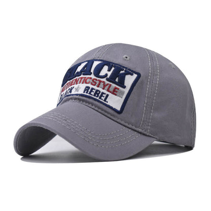 New Black Cotton Embroidery Baseball Cap Street Style Trendy Duckbill Hat for Men & Women-2084