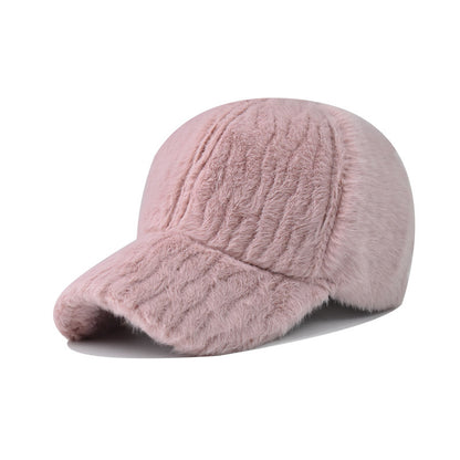 New Solid Color Shearling Baseball Cap Outdoor Sunshade Hat-1724