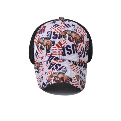 Horse Print Ponytail Baseball Cap Back Opening Women’s Ponytail Hat for Women-2240