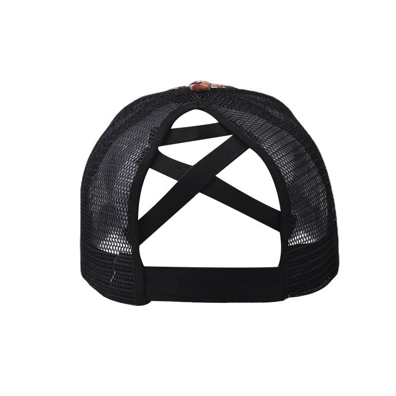 Horse Print Ponytail Baseball Cap Back Opening Women’s Ponytail Hat for Women-2240