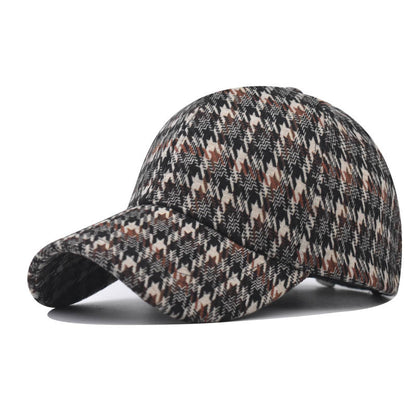 New Thickened Plaid Baseball Cap Houndstooth Pattern Fashion Duckbill Hat for Men & Women-2038
