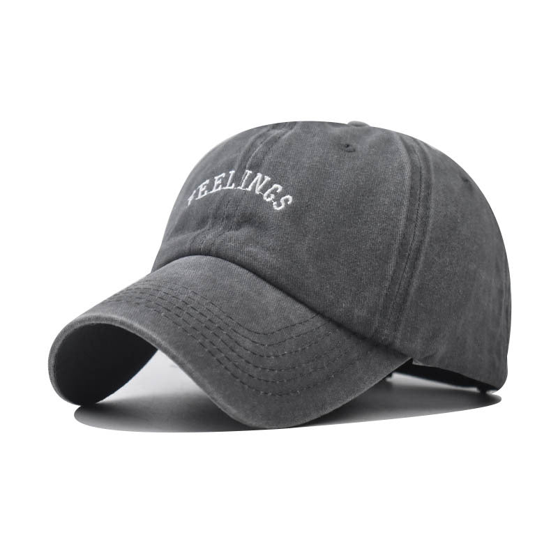 New Cotton Baseball Cap Small Letter Embroidery Washed Distressed Classic Hat-2095