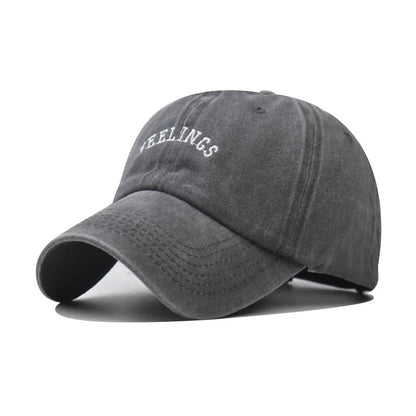 New Cotton Baseball Cap Small Letter Embroidery Washed Distressed Classic Hat-2095