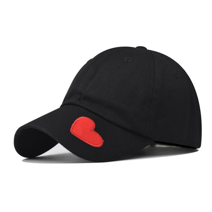 Classic Washed Cotton Baseball Hat Heart Embroidery Solid Color Outdoor Sun Cap for Men & Women-1910