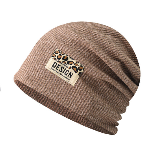 Leopard Print Knitted Beanie Slouchy Hat for Women & Men-AA1674