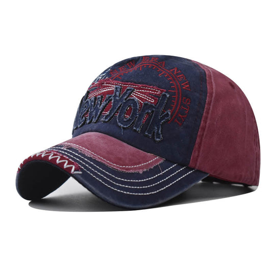 New Cotton Baseball Cap with New York Embroidery Vintage Washed Outdoor Sun Hat for Men & Women-2064