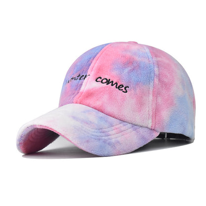 Casual Lamb Wool Baseball Cap New Small Letter Design Outdoor Warm Duckbill Hat for Men & Women-1913