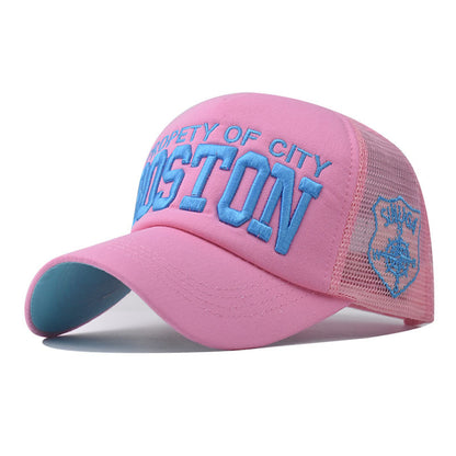 New Cotton Baseball Cap with Boston Embroidery Vintage Washed Outdoor Sun Hat for Men & Women-2054