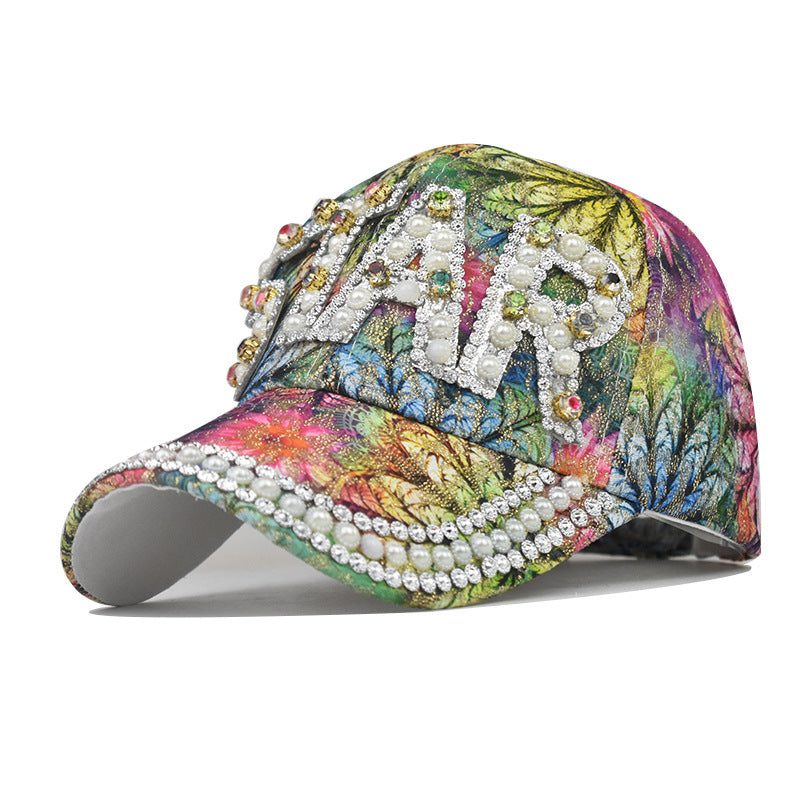New Colorful Star Print Rhinestone Baseball Cap Trendy Duckbill Hat for Men & Women-1275