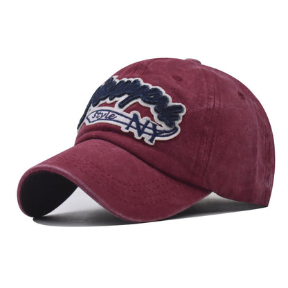 Classic Washed Cotton Baseball Hat NY Embroidery Vintage Outdoor Duckbill Cap for Men & Women-2021