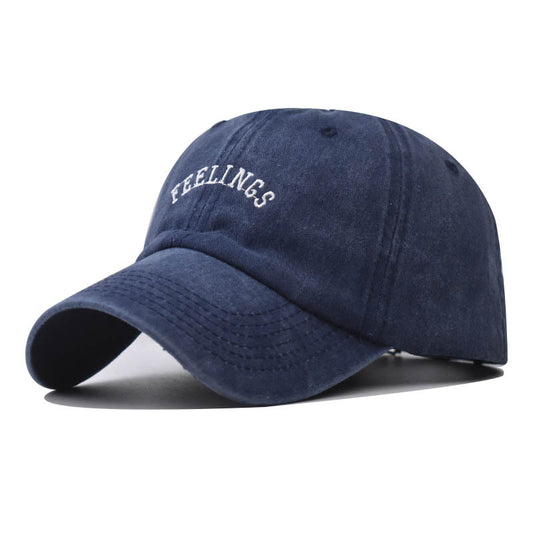 New Cotton Baseball Cap Small Letter Embroidery Washed Distressed Classic Hat-2095